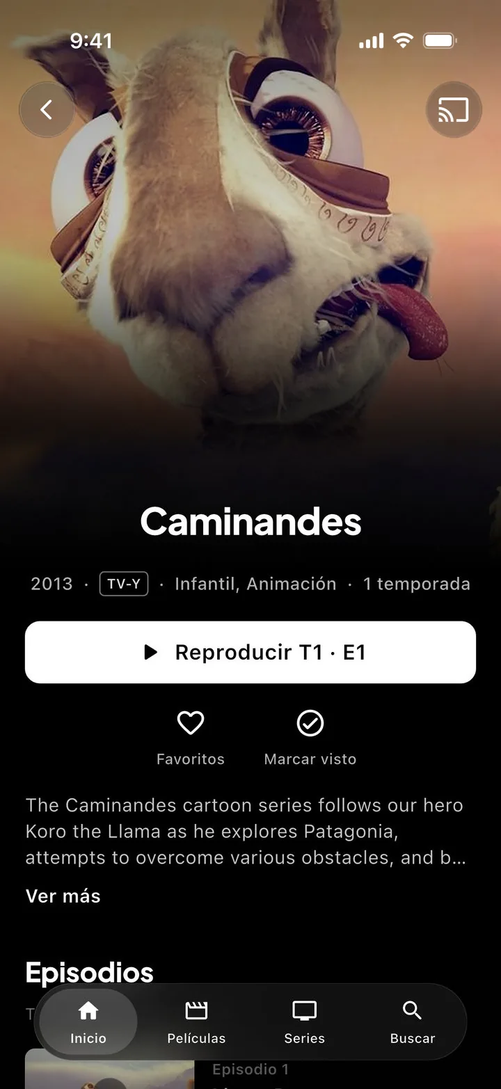 Ficha de una serie en CATV