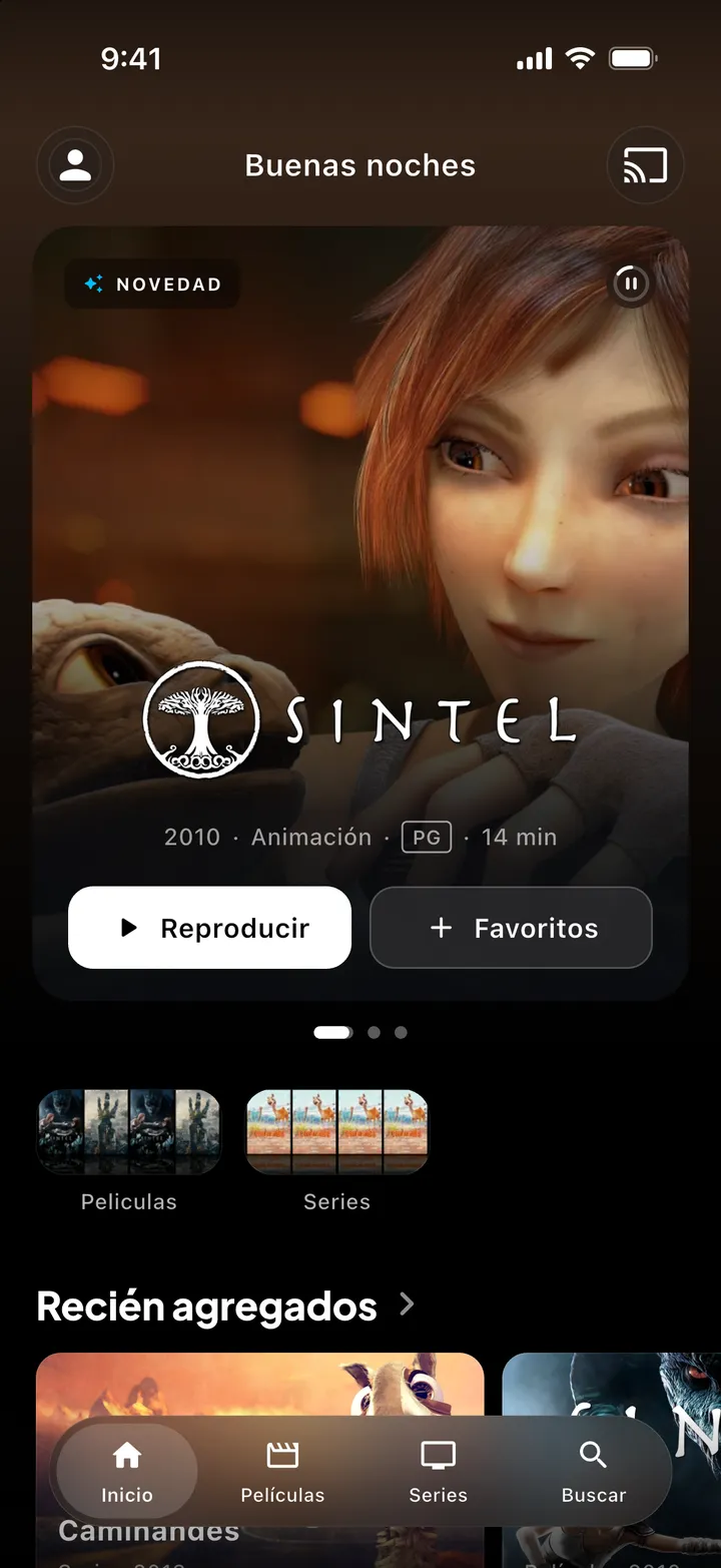 Inicio de CATV en el iPhone con Sintel